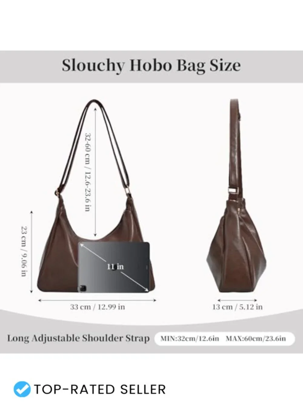 Slouchy Hobo Crossbody Bag Vegan Leather Shoulder Purse